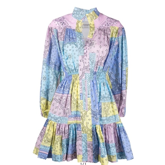 FORTE DEI MARMI COUTURE Bandana-print Mini Dress In Blue Size 38/US M